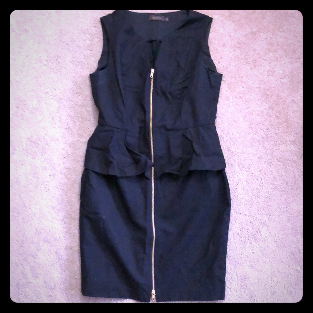 Little Black Dress with Gold Front Zipper